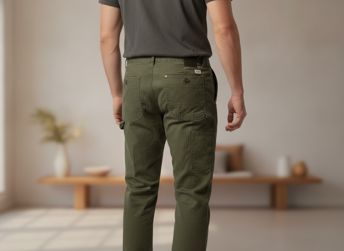Nwt Alpine Design Men's Utility Pants Herringbone Vintage Olive Green — image 4 of 8
